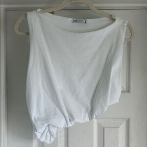 Zara asymmetrical white tank top